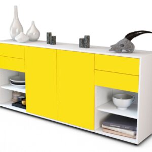Sideboard Franka | Korpus Weiß | Front in Gelb | 180x79x35cm (BxHxT)