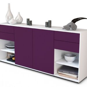 Sideboard Franka | Korpus Weiß | Front in Lila | 180x79x35cm (BxHxT)