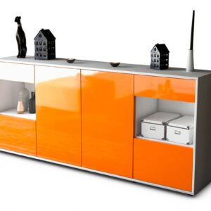 Sideboard Gabriella | Korpus Weiß | Front in Hochglanz Orange | 180x79x35cm (BxHxT)