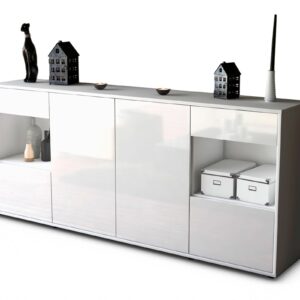 Sideboard Gabriella | Korpus Weiß | Front in Hochglanz Weiß | 180x79x35cm (BxHxT)