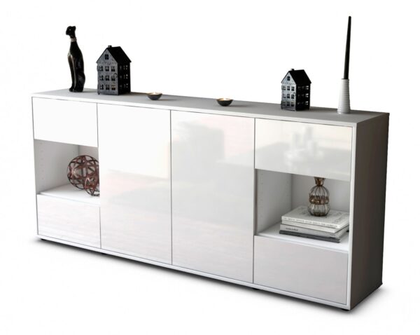 Sideboard Gaia | Korpus Weiß | Front in Hochglanz Weiß | 180x79x35cm (BxHxT)