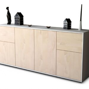 Sideboard Georgina | Korpus Weiß | Front in Zeder Holz Optik | 180x79x35cm (BxHxT)
