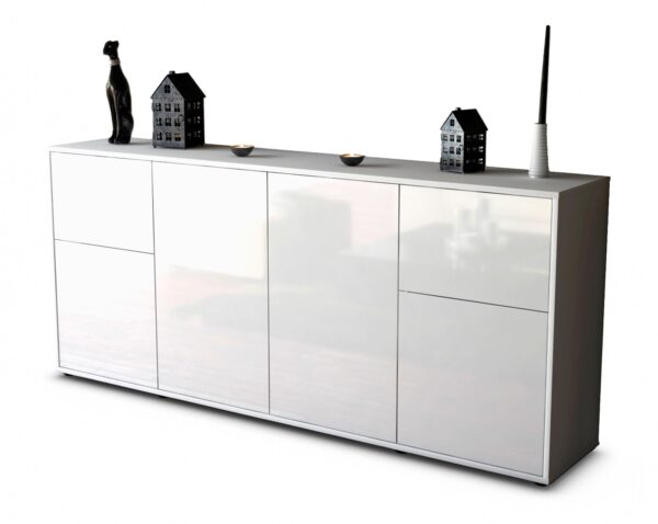 Sideboard Georgina | Korpus Weiß | Front in Hochglanz Weiß | 180x79x35cm (BxHxT)