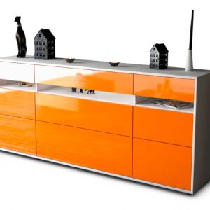 Sideboard Giada | Korpus Weiß | Front in Hochglanz Orange | 180x79x35cm (BxHxT)