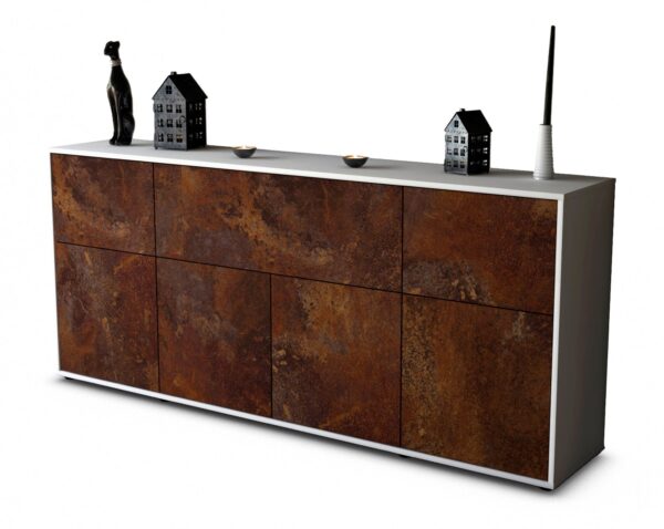 Sideboard Gianna | Korpus Weiß | Front in Rost Optik | 180x79x35cm (BxHxT)