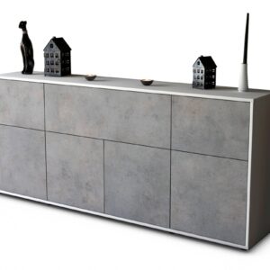 Sideboard Gianna | Korpus Weiß | Front in Beton Optik | 180x79x35cm (BxHxT)