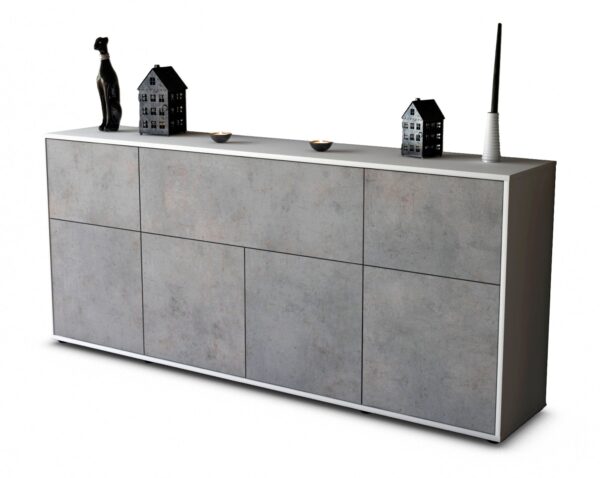 Sideboard Gianna | Korpus Weiß | Front in Beton Optik | 180x79x35cm (BxHxT)