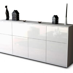 Sideboard Gianna | Korpus Weiß | Front in Hochglanz Weiß | 180x79x35cm (BxHxT)