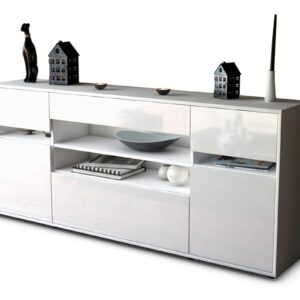 Sideboard Gina | Korpus Weiß | Front in Hochglanz Weiß | 180x79x35cm (BxHxT)