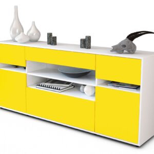 Sideboard Gina | Korpus Weiß | Front in Gelb | 180x79x35cm (BxHxT)