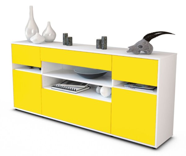 Sideboard Gina | Korpus Weiß | Front in Gelb | 180x79x35cm (BxHxT)