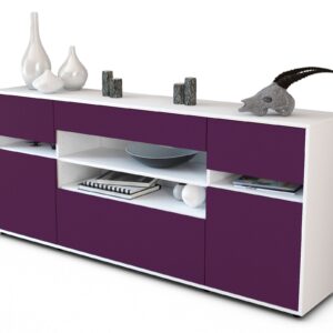 Sideboard Gina | Korpus Weiß | Front in Lila | 180x79x35cm (BxHxT)