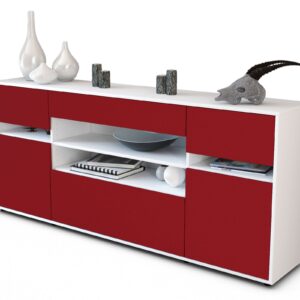 Sideboard Gina | Korpus Weiß | Front in Bordeaux | 180x79x35cm (BxHxT)