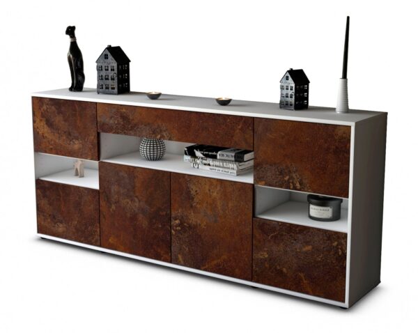 Sideboard Ginevra | Korpus Weiß | Front in Rost Optik | 180x79x35cm (BxHxT)