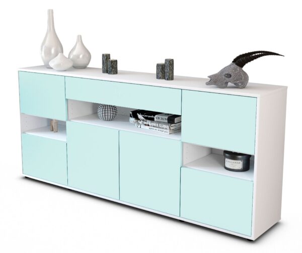 Sideboard Ginevra | Korpus Weiß | Front in Mint | 180x79x35cm (BxHxT)