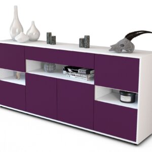 Sideboard Ginevra | Korpus Weiß | Front in Lila | 180x79x35cm (BxHxT)