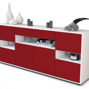 Sideboard Ginevra | Korpus Weiß | Front in Bordeaux | 180x79x35cm (BxHxT)