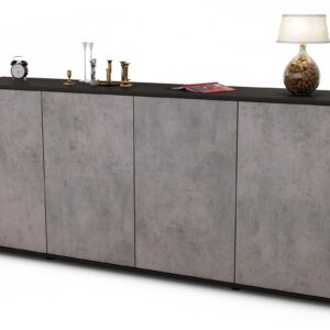 Sideboard Elana | Korpus Anthrazit | Front in Beton Optik | 180x79x35cm (BxHxT)