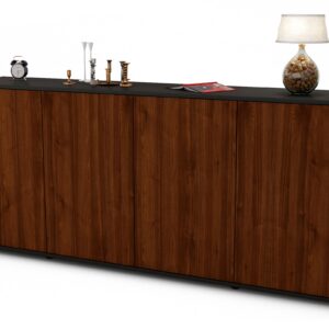Sideboard Elana | Korpus Anthrazit | Front in Walnuss Holz Optik | 180x79x35cm (BxHxT)