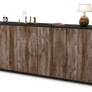 Sideboard Elana | Korpus Anthrazit | Front in Treibholz Holz Optik | 180x79x35cm (BxHxT)