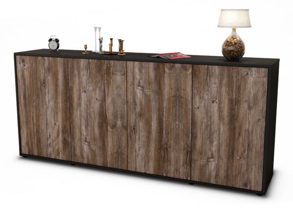 Sideboard Elana | Korpus Anthrazit | Front in Treibholz Holz Optik | 180x79x35cm (BxHxT)