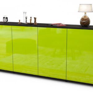 Sideboard Elana | Korpus Anthrazit | Front in Hochglanz Grün | 180x79x35cm (BxHxT)