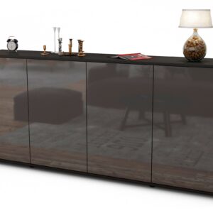 Sideboard Elana | Korpus Anthrazit | Front in Hochglanz Grau | 180x79x35cm (BxHxT)