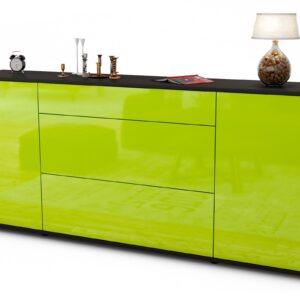 Sideboard Eleonora | Korpus Anthrazit | Front in Hochglanz Grün | 180x79x35cm (BxHxT)