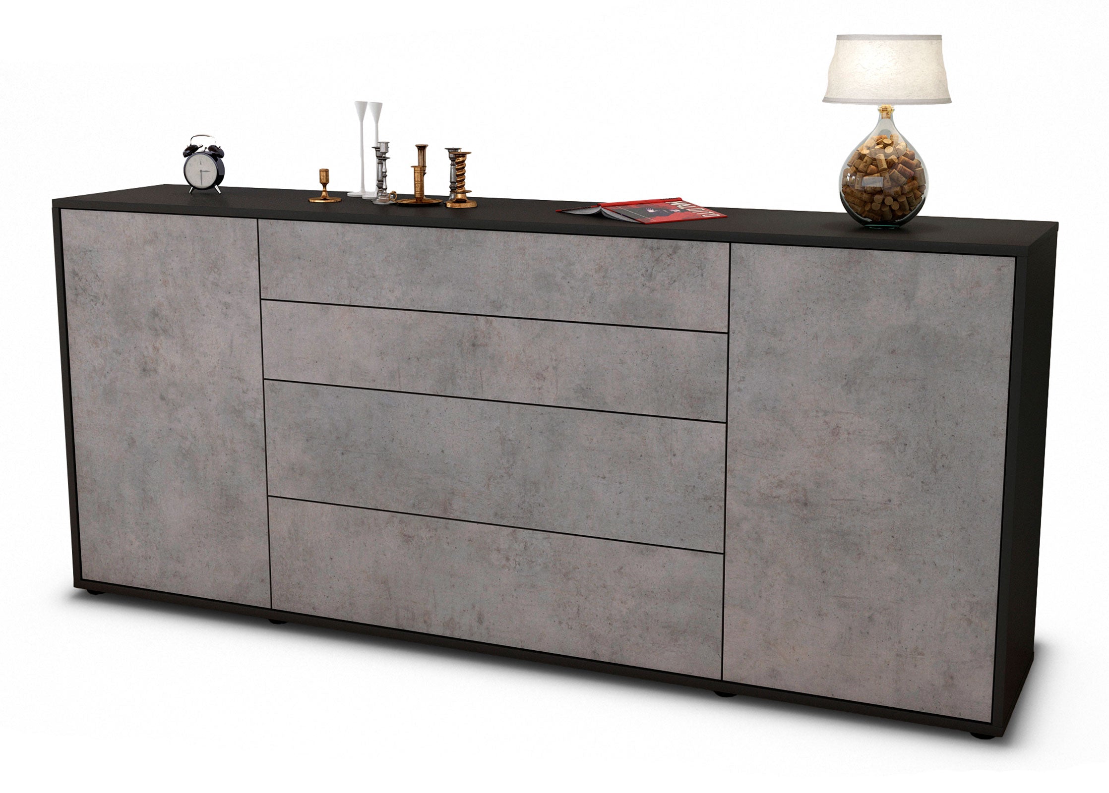 Sideboard Elettra | Korpus Anthrazit | Front in Beton Optik | 180x79x35cm (BxHxT) 1 Sideboard Elettra | Korpus Anthrazit | Front in Beton Optik | 180x79x35cm (BxHxT)