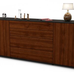 Sideboard Elettra | Korpus Anthrazit | Front in Walnuss Holz Optik | 180x79x35cm (BxHxT)