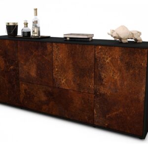 Sideboard Eli | Korpus Anthrazit | Front in Rost Optik | 180x79x35cm (BxHxT)