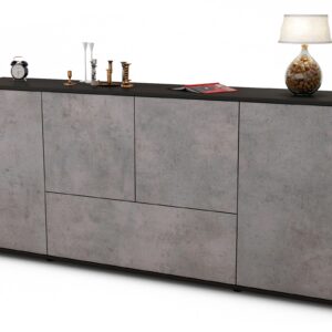 Sideboard Eli | Korpus Anthrazit | Front in Beton Optik | 180x79x35cm (BxHxT)