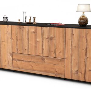 Sideboard Eli | Korpus Anthrazit | Front in Pinie Holz Optik | 180x79x35cm (BxHxT)