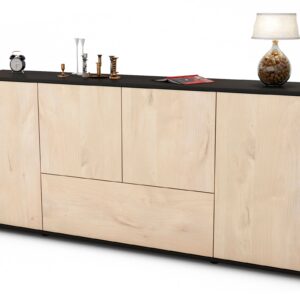 Sideboard Eli | Korpus Anthrazit | Front in Zeder Holz Optik | 180x79x35cm (BxHxT)
