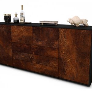 Sideboard Eliana | Korpus Anthrazit | Front in Rost Optik | 180x79x35cm (BxHxT)
