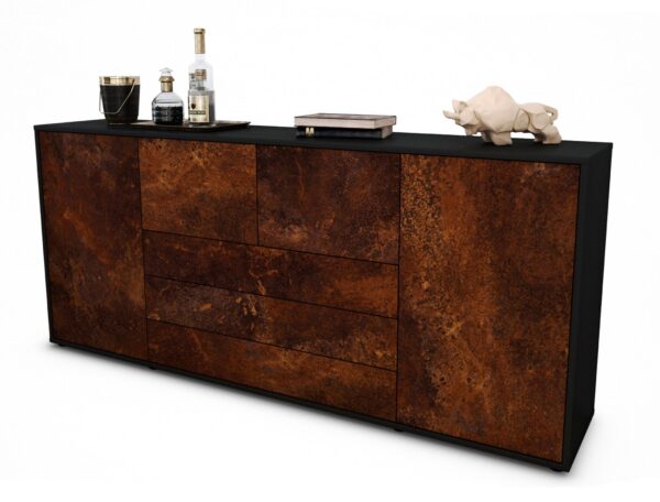 Sideboard Eliana | Korpus Anthrazit | Front in Rost Optik | 180x79x35cm (BxHxT)