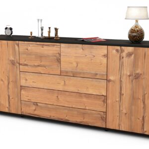 Sideboard Eliana | Korpus Anthrazit | Front in Pinie Holz Optik | 180x79x35cm (BxHxT)