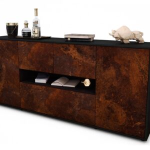Sideboard Elisabetta | Korpus Anthrazit | Front in Rost Optik | 180x79x35cm (BxHxT)