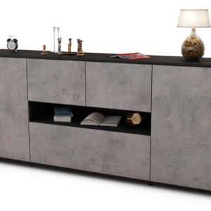 Sideboard Elisabetta | Korpus Anthrazit | Front in Beton Optik | 180x79x35cm (BxHxT)