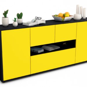 Sideboard Elisabetta | Korpus Anthrazit | Front in Gelb | 180x79x35cm (BxHxT)