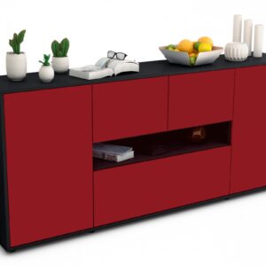 Sideboard Elisabetta | Korpus Anthrazit | Front in Bordeaux | 180x79x35cm (BxHxT)