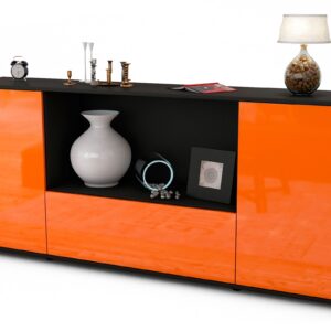 Sideboard Ella | Korpus Anthrazit | Front in Hochglanz Orange | 180x79x35cm (BxHxT)