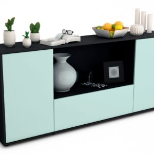 Sideboard Ella | Korpus Anthrazit | Front in Mint | 180x79x35cm (BxHxT)