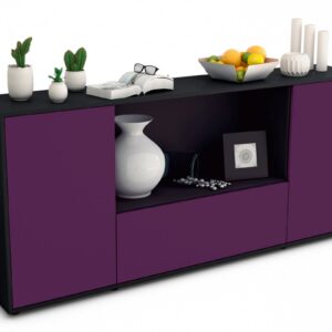 Sideboard Ella | Korpus Anthrazit | Front in Lila | 180x79x35cm (BxHxT)