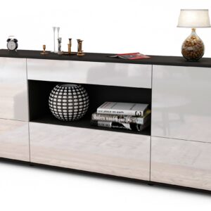 Sideboard Elodie | Korpus Anthrazit | Front in Hochglanz Weiß | 180x79x35cm (BxHxT)