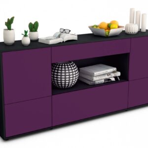 Sideboard Elodie | Korpus Anthrazit | Front in Lila | 180x79x35cm (BxHxT)