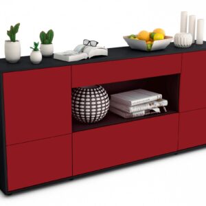 Sideboard Elodie | Korpus Anthrazit | Front in Bordeaux | 180x79x35cm (BxHxT)