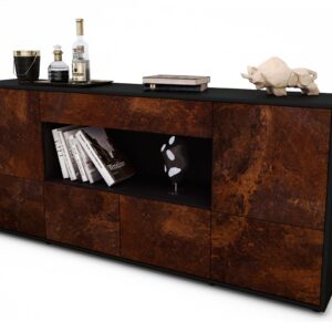 Sideboard Elsa | Korpus Anthrazit | Front in Rost Optik | 180x79x35cm (BxHxT)