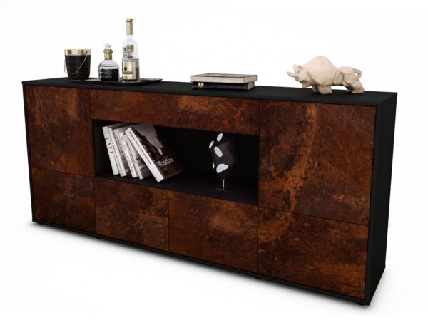 Sideboard Elsa | Korpus Anthrazit | Front in Rost Optik | 180x79x35cm (BxHxT)