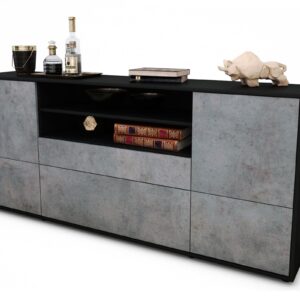 Sideboard Eluana | Korpus Anthrazit | Front in Beton Optik | 180x79x35cm (BxHxT)